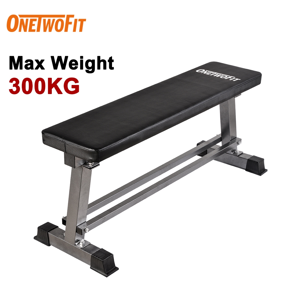 OneTwoFit 2.5 inches thickness Flat Versatile Dumbbell Workout Bench ...