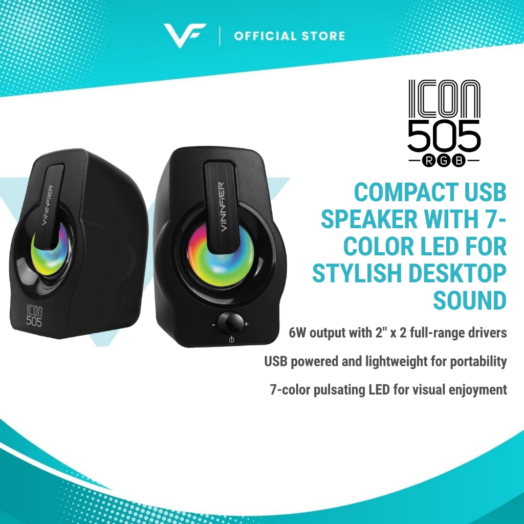 Vinnfier Icon 505 RGB Menaik Taraf Bunyi PC Laptop USB Portable Speaker ...