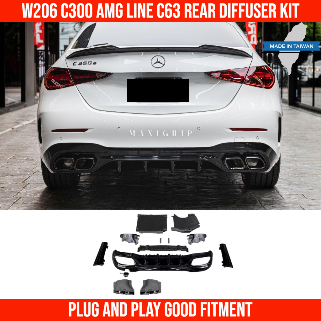 Mercedes Benz W206 C63 rear diffuser kit bumper AMG diffuser bodykit ...