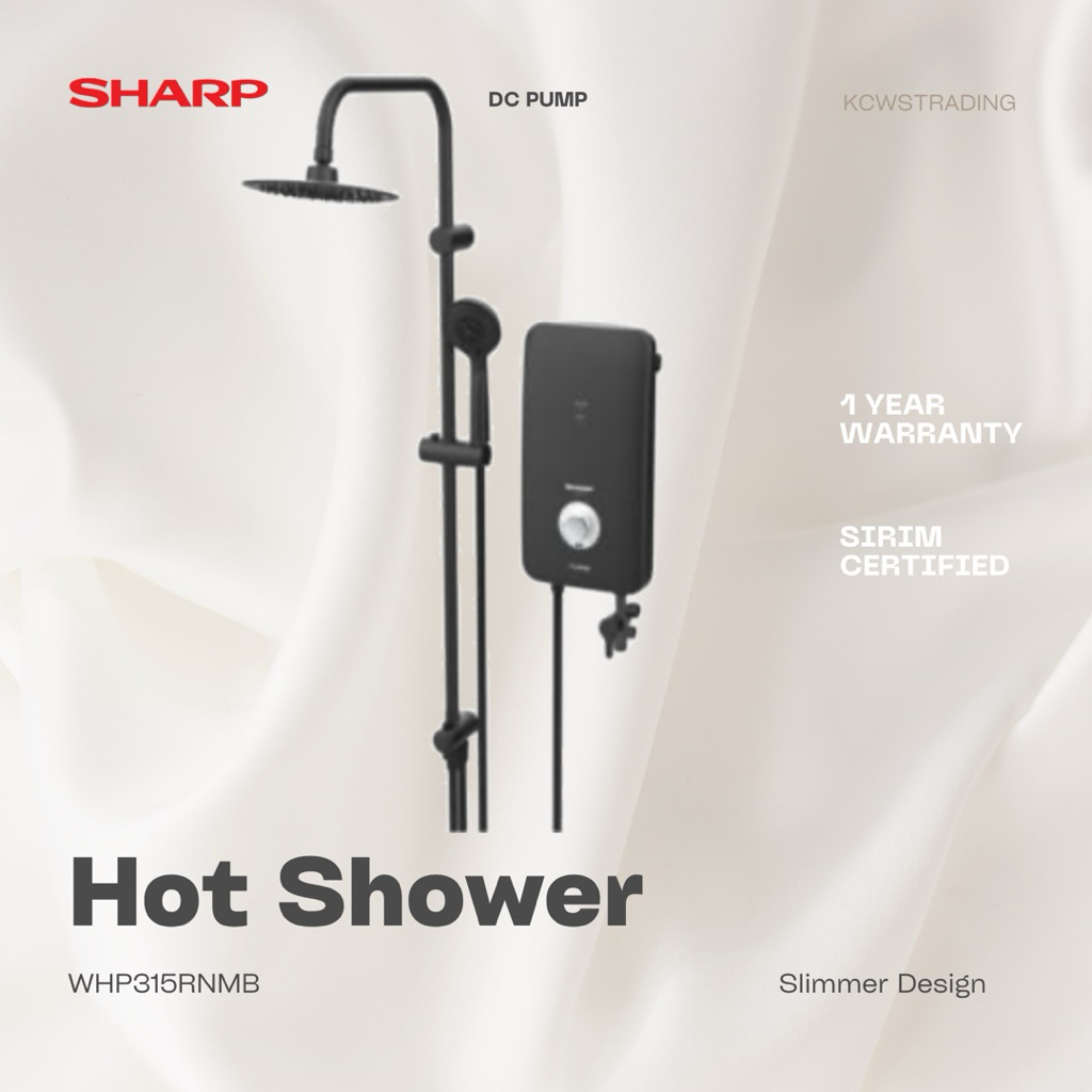 SHARP Hot Shower with Built in Pump Rain Shower WHP315RNMB DC Pump ...