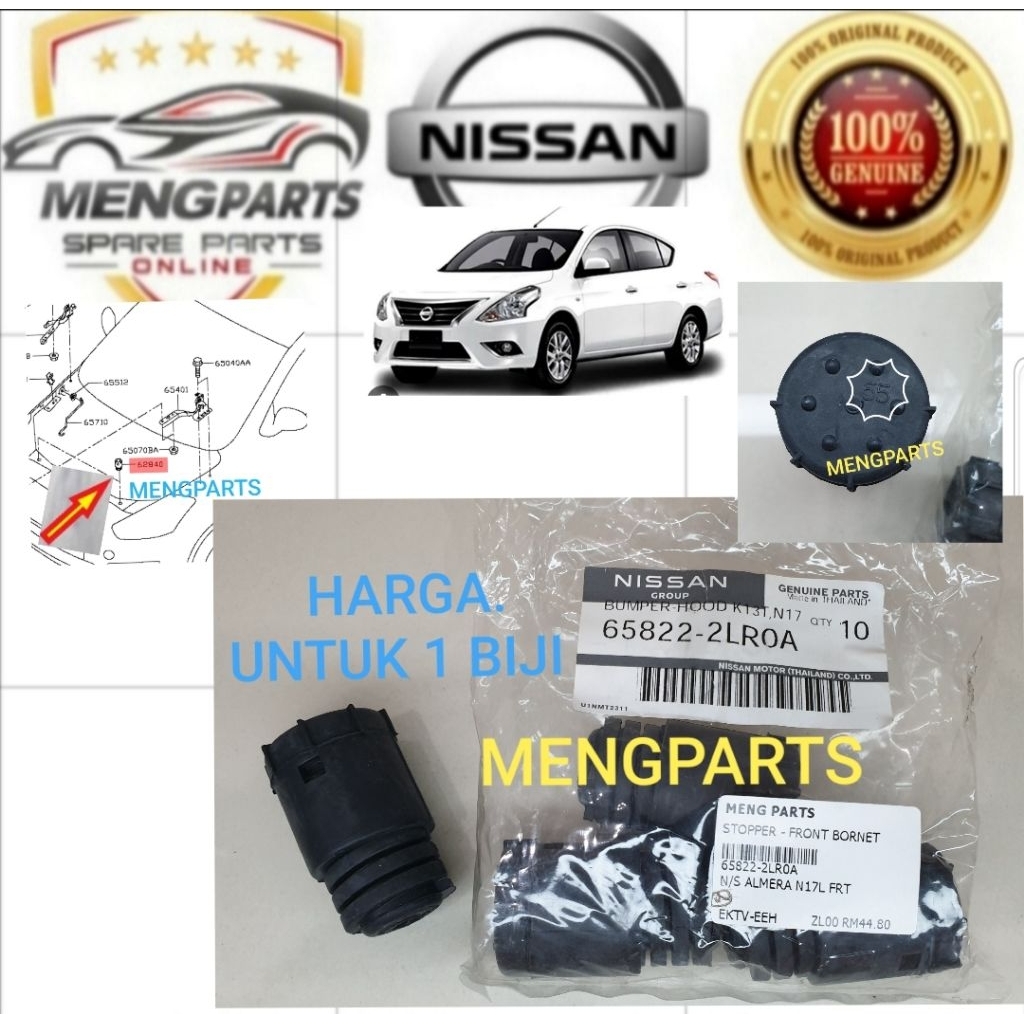 ORIGINAL 💯% NISSAN ALMERA FRONT BONNET STOPPER (BUMPER-HOOD) ** HARGA ...