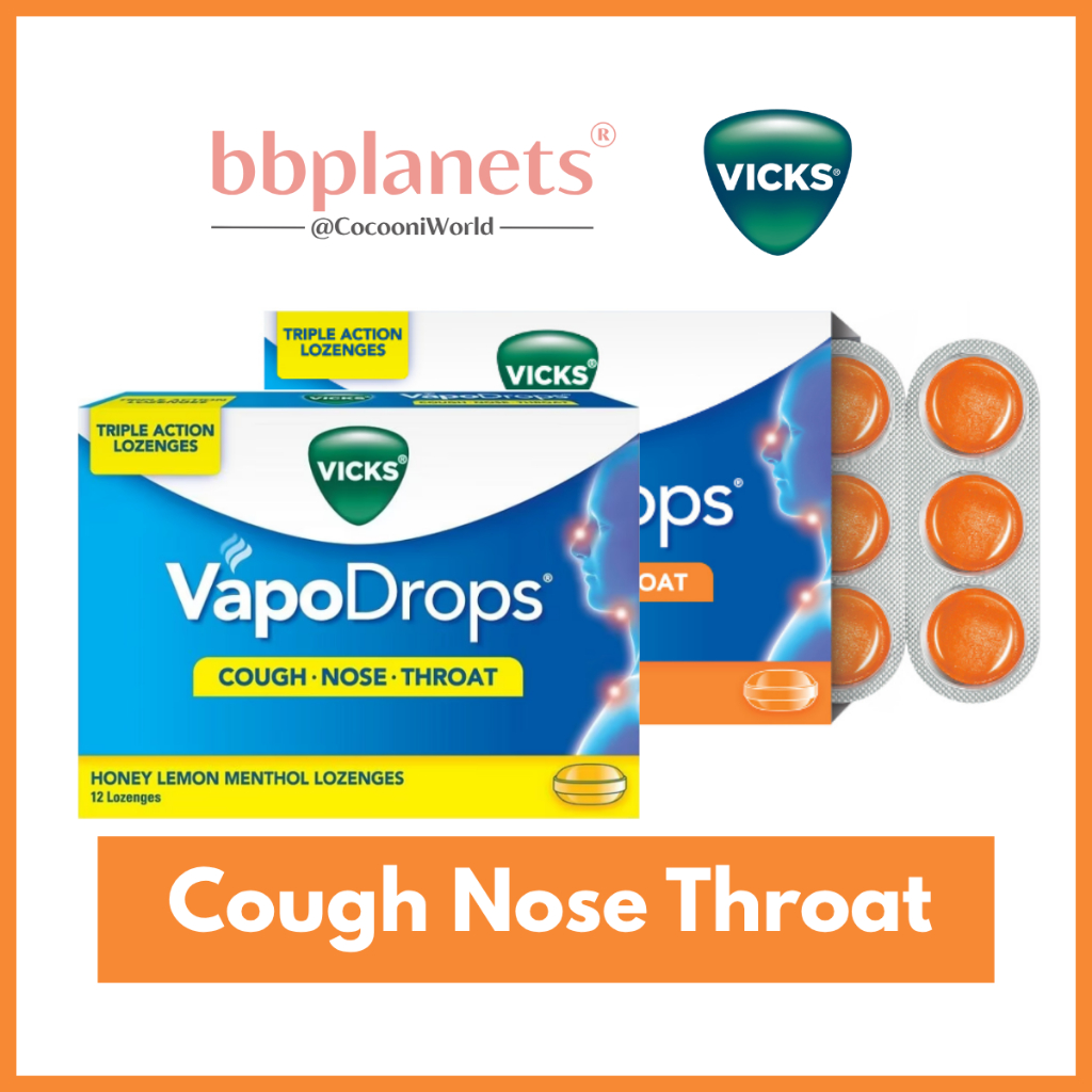 Vicks Vapo Drops Orange Menthol Lozenges 12's Relief from Blocked Nose ...