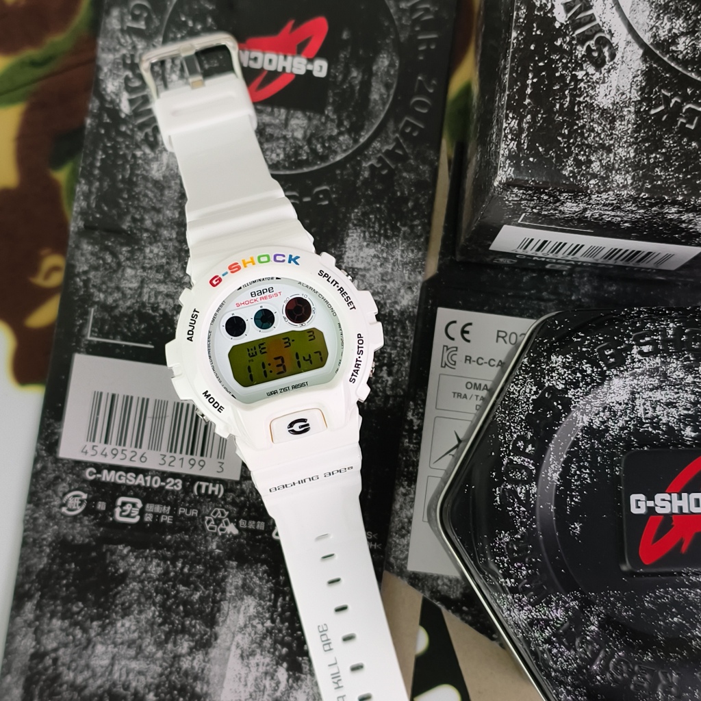 【NEW WATCHES】DW-6900 x BATHING APE 𝘼𝙐𝙏𝙊𝙇𝙄𝙂𝙃𝙏 𝙋𝙍𝙀𝙈𝙄𝙐𝙈  WHITE RAINBOW MEN WOMEN KIDS