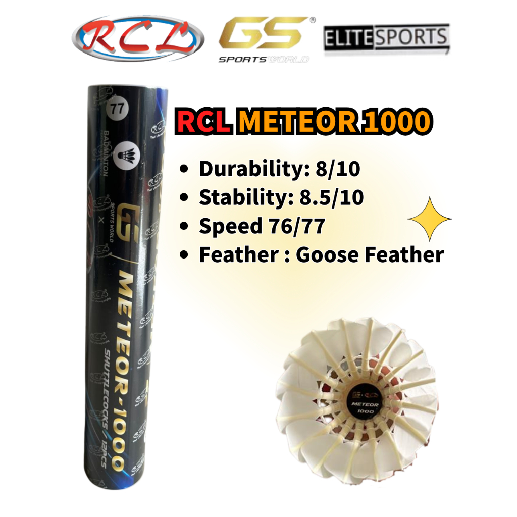 RCL Meteor 1000 badminton shuttlecock rsl bulu tangkis elite sports ...