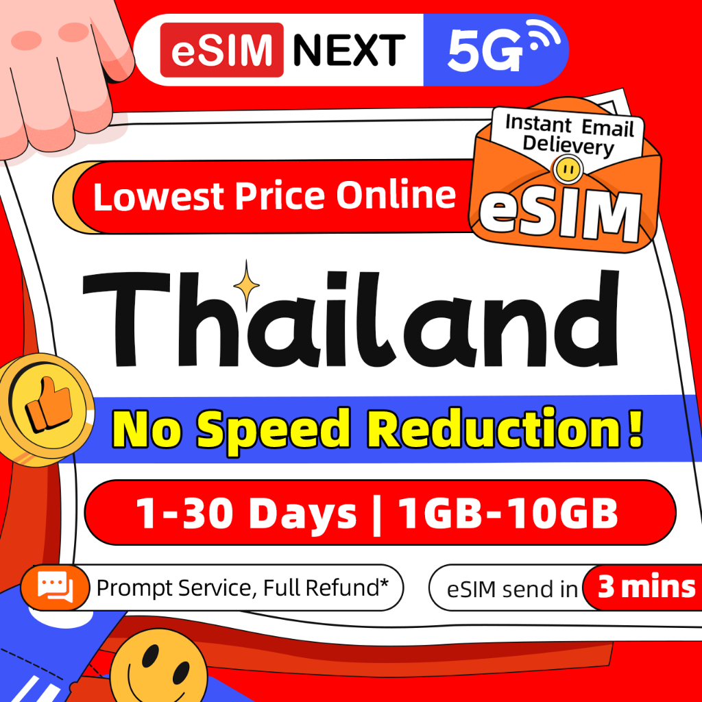 eSIM Thailand 5G High Speed Data 1 to 30 Days Unlimited Email Delivery ...