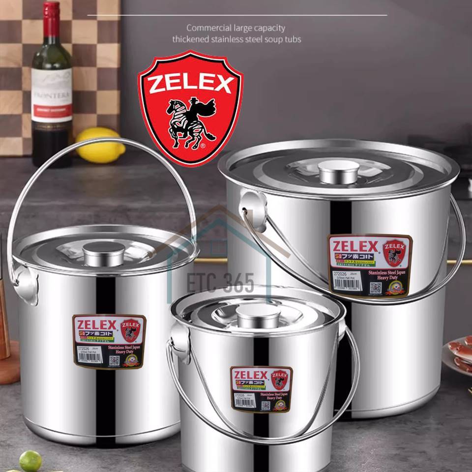 ZELEX STAINLESS STEEL SINGLE HANDLE STOCK POT PAIL POT PERIUK BESI ...
