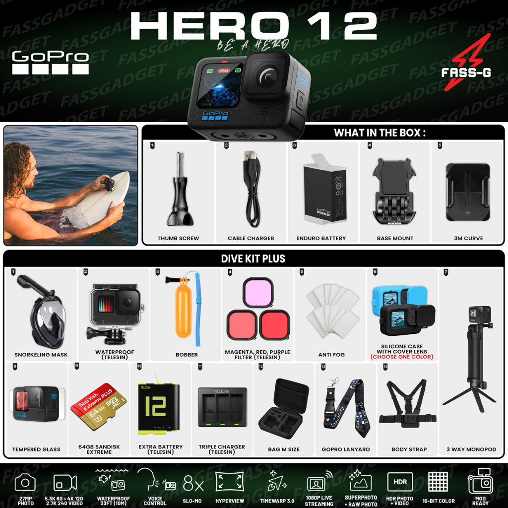 (🔥NEW LAUNCH🔥) Gopro HERO 12 BLACK / HERO12 5.3K Video Resolution HDR ...