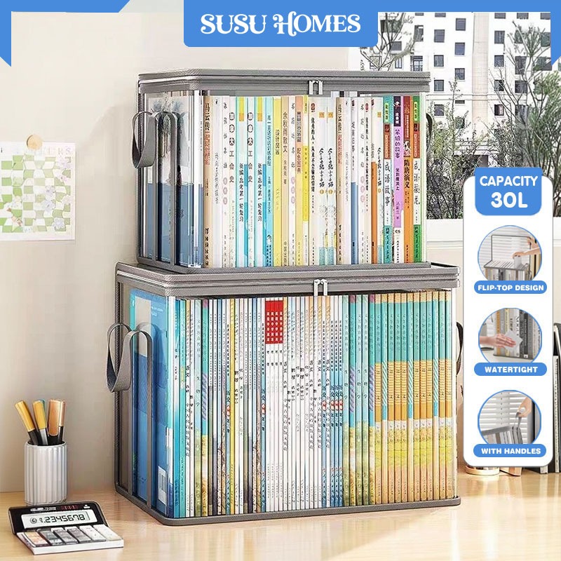 SUSU HOMES Book Storage Bag Transparent Dustproof School Bag Organizer ...