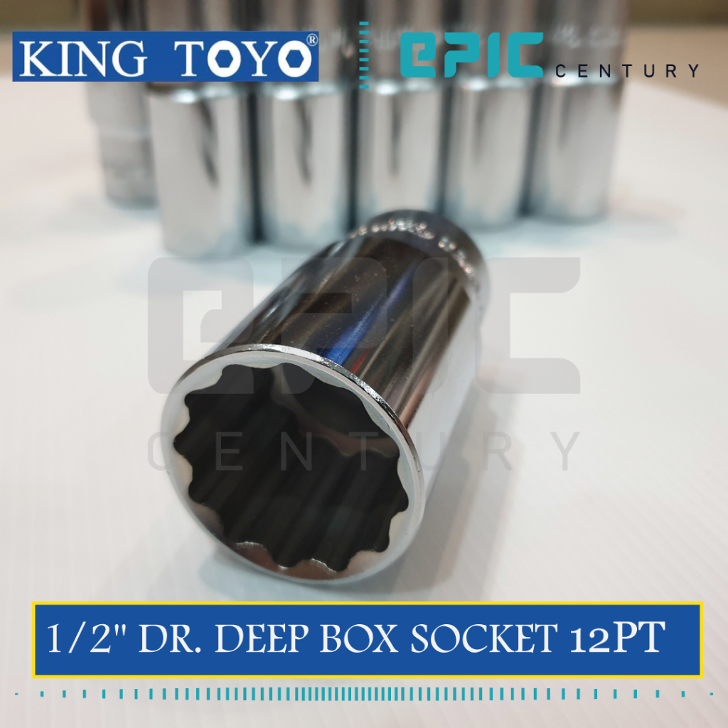 Kingtoyo 1/2"Dr 12PT Deep Box Socket Chrome (8Mm-32Mm) Soket | Shopee ...