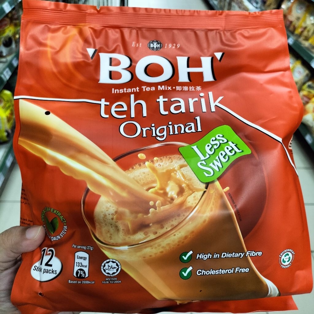 BOH Teh Tarik Original Less Sweet Instant Milk Tea BOH Mix 12 s x 27g ...