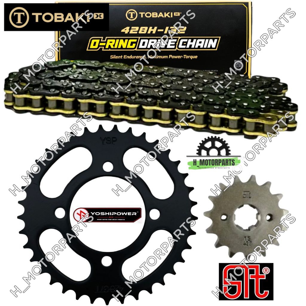 RS150 RSX YOSHIPOWER BLACK SPROCKET 428 CHAIN O-RING 1SET HEAVY DUTY ...