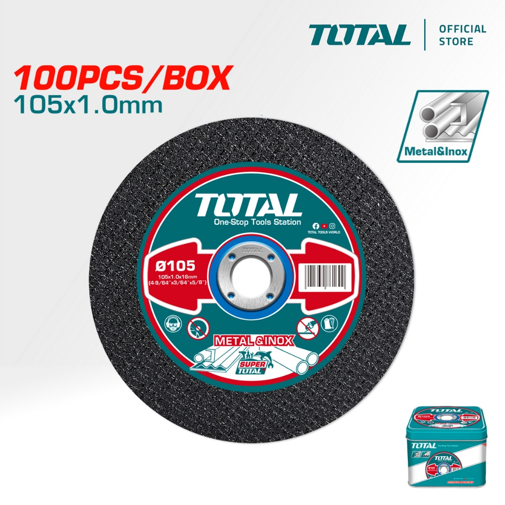 TOTAL Tools 100 Pcs Abrasive Metal Cutting Disc Set (105 x 1 x 16mm ...