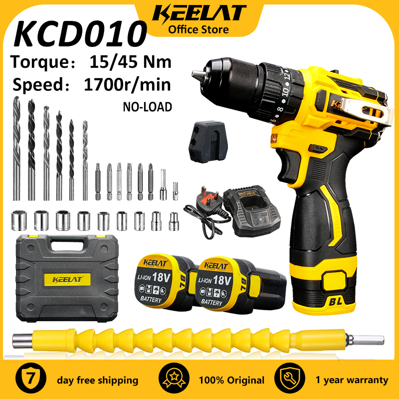 KEELAT KCD010 Brushless Drill Set Heavy Duty Cordless Drill Batteri ...