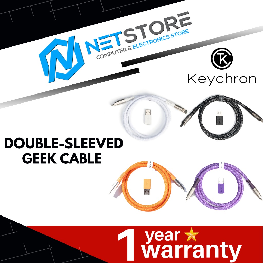 KEYCHRON DOUBLE-SLEEVED GEEK CABLE - (WHITE | BLACK | ORANGE | PURPLE ...