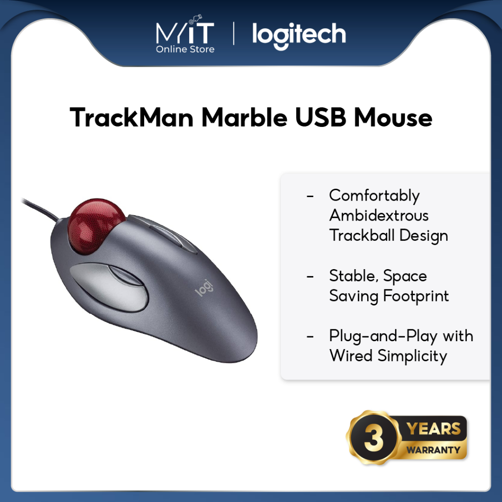 Logitech TrackMan Marble USB Mouse (910-000816) 【3 Years Warranty by ...