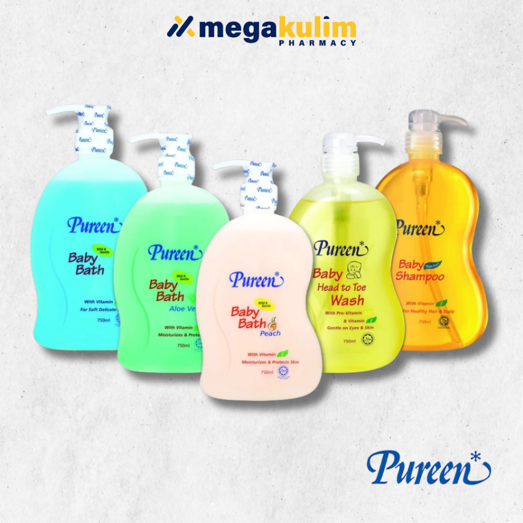 Pureen Baby Bath & Shampoo - No Flavour/Peach/Aloe Vera/Head To Toe ...