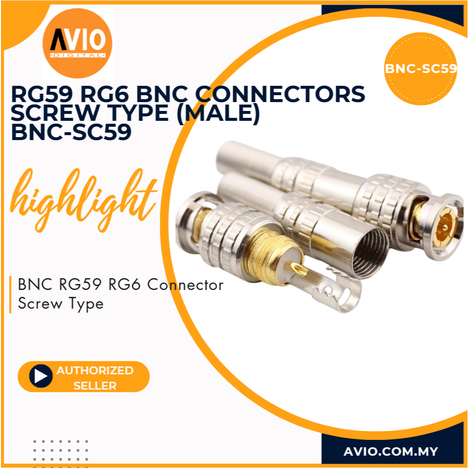 RG59 BNC Connector Spring Male Screw On Type for CCTV use DIY Easy to ...