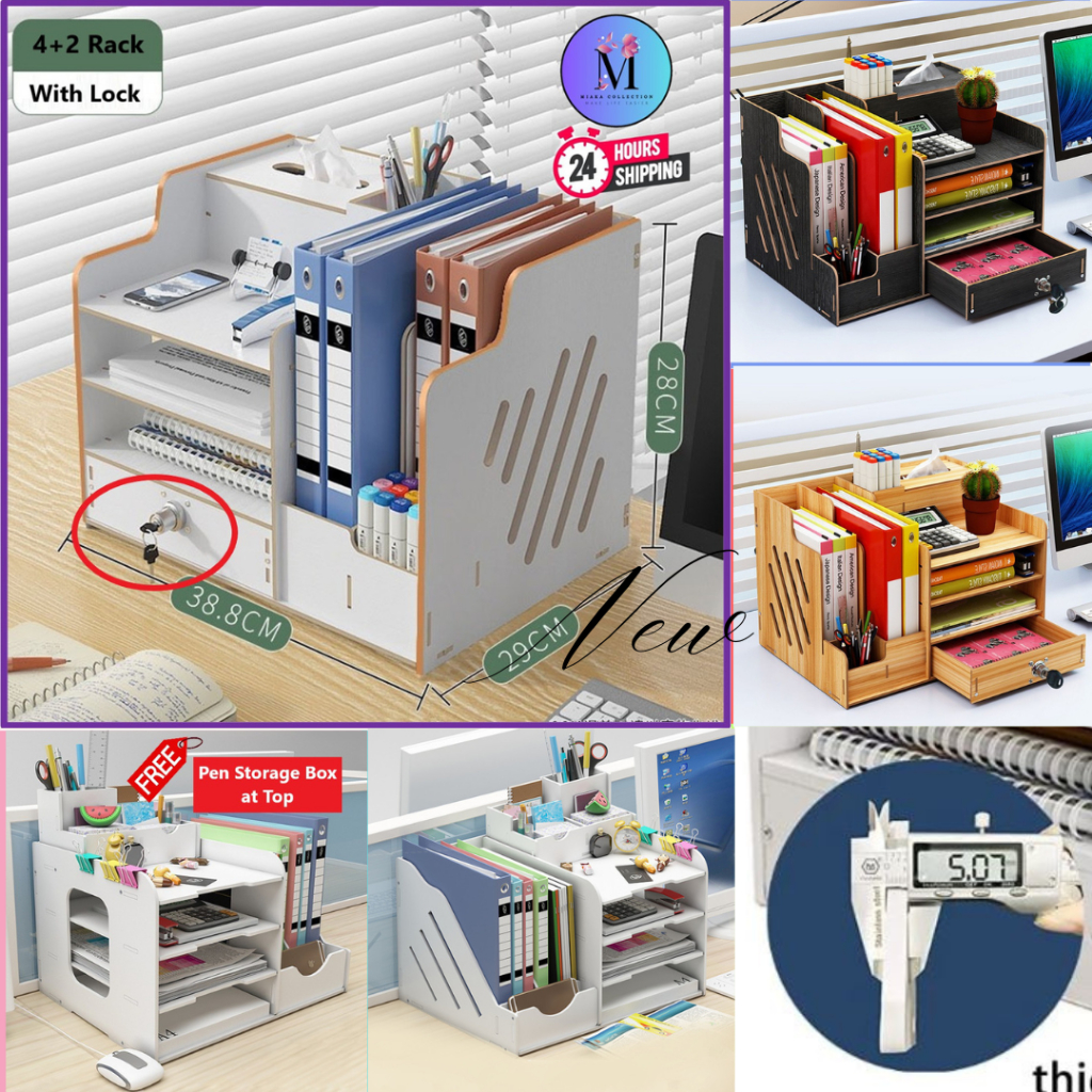 Document Rack With Tissue Box A4 Paper Rack File Paper Office Storage ...