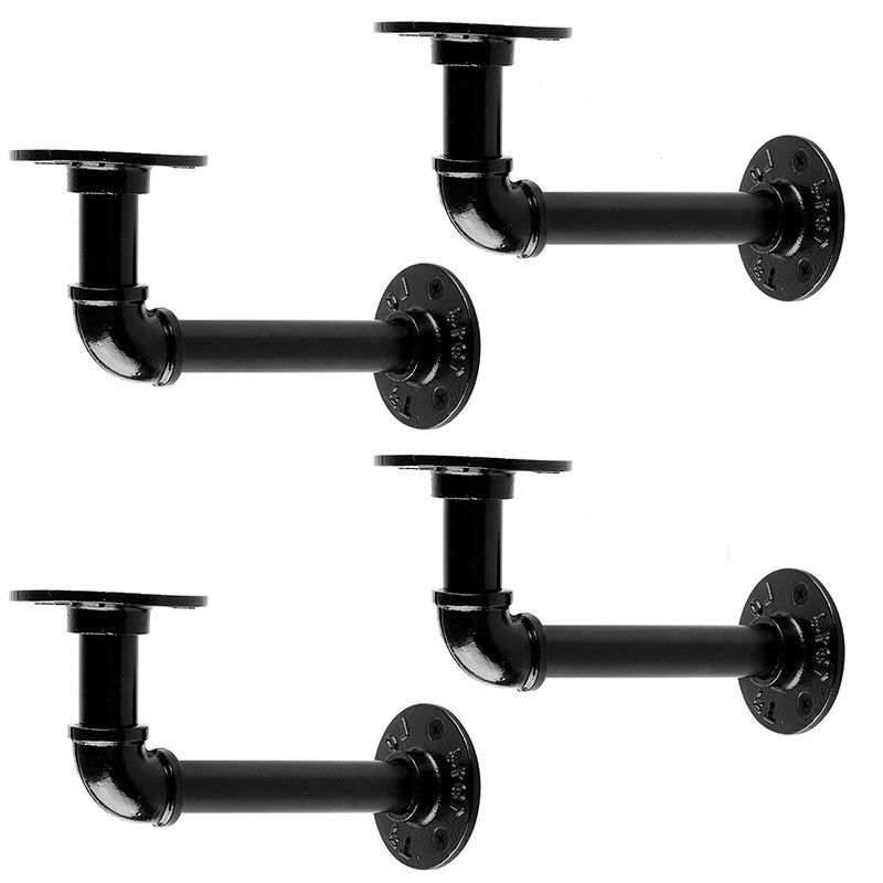 2Pcs Wall Pipe Shelf Bracket Shelving Support DIY Wall Mount Wood ...