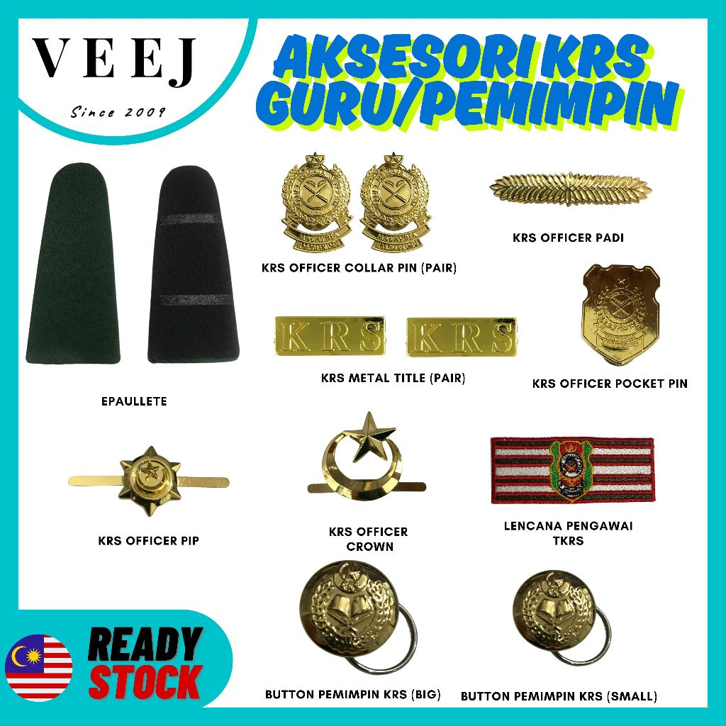 POKET PIN KRS KOLAR PIN PENGAWAI KRS BUTTON PADI PIP BUTANG EMAS ...