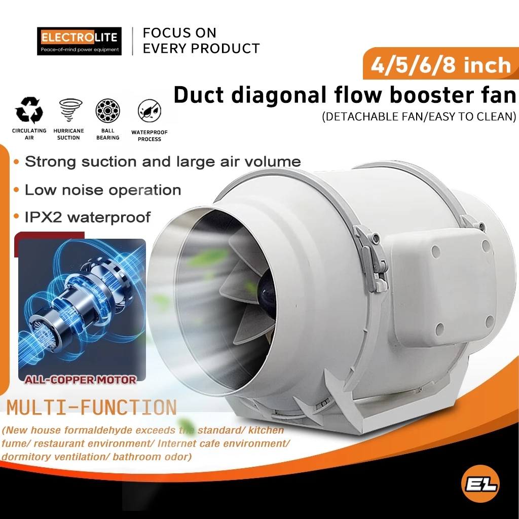 Exhaust Fan Diagonal Flow Pressurized Fan Duct Booster Fan Kipas Ekzos ...