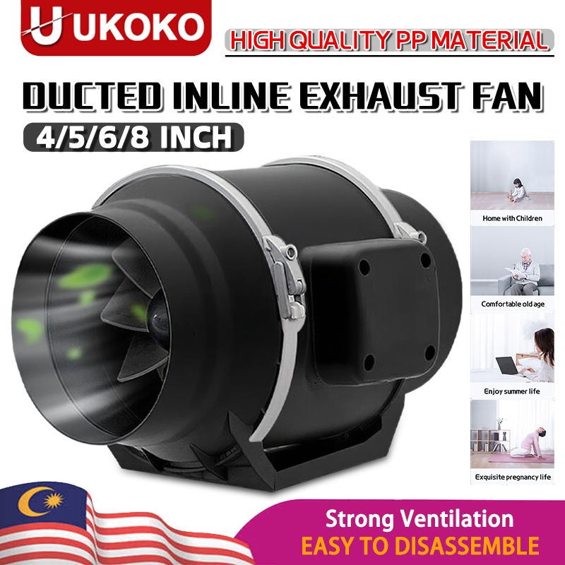 Exhaust Fan 4/5/6/8 Inch Diagonal Flow Pressurized Duct Fan Bedroom ...