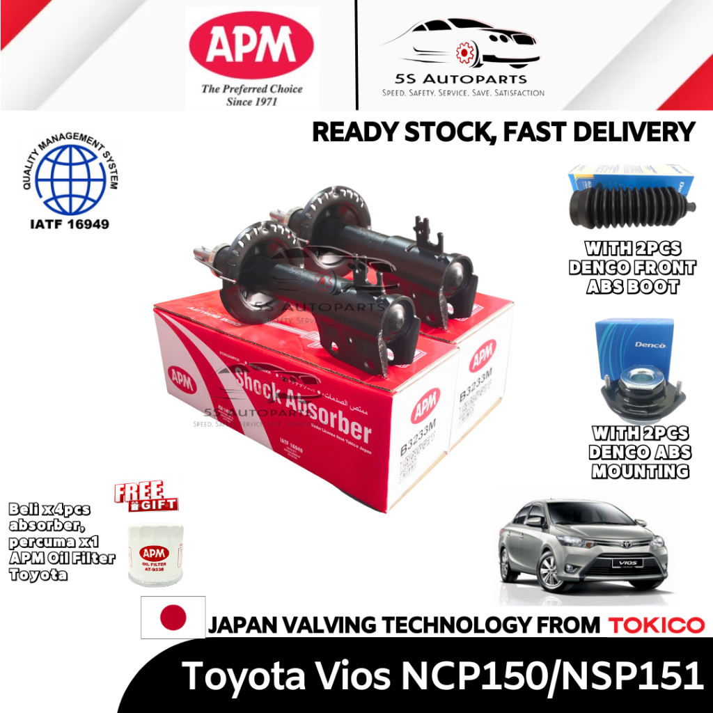 APM Toyota Yaris, Vios NCP150/NSP151 Gas Shock Front/Rear Absorber Set ...