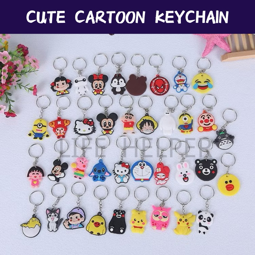 CUTE 】Cute Cartoon Disney Marvel Key Chain Key Ring PVC Keychain Keyfob ...