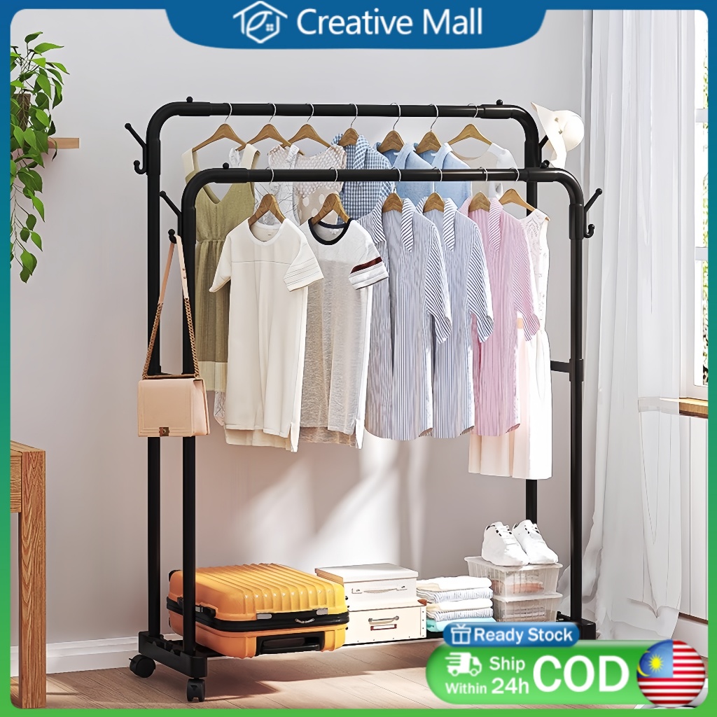 Simple Floor Standing Clothes Rack Bedroom Clothes Rack Household ...