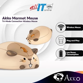 Akko Marmot Wireless Mouse with Tri-Mode Connection, Plug and Play, Ergonomic Design, Anti-Slip Bottom, Cute Design