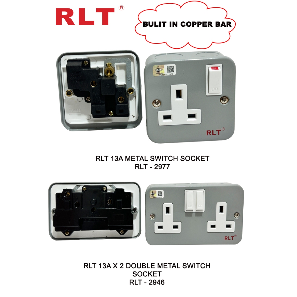 SIRIM HEAVY DUTY SINGLE / DOUBLE 13A METAL SWITCH SOCKET OUTLET ...