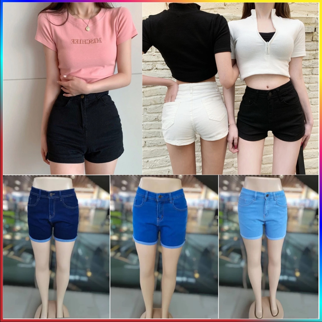 Jeans Shorts Women Slimming Stretch Jeans Tight fitting Casual Shorts Pants Summer Size 26 36 Shopee Malaysia