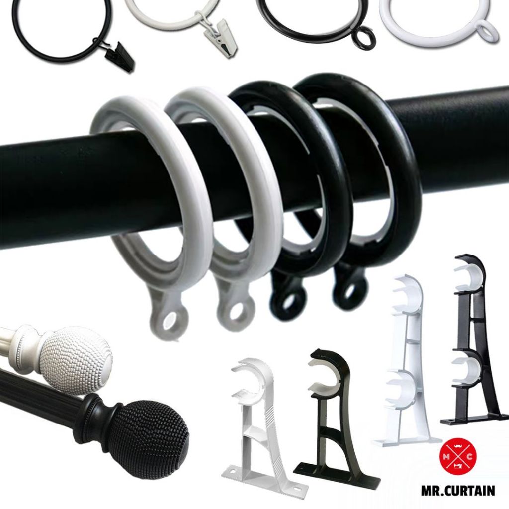 MR.CURTAIN Accessories Curtain Rod Single Double Bracket Wall Holder ...