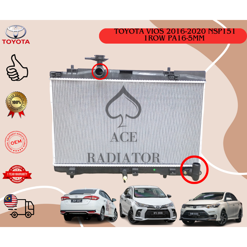 TOYOTA VIOS NSP151 2016-2020 CVT OEM RADIATOR ASSY 1ROW-PA16-5MM ...
