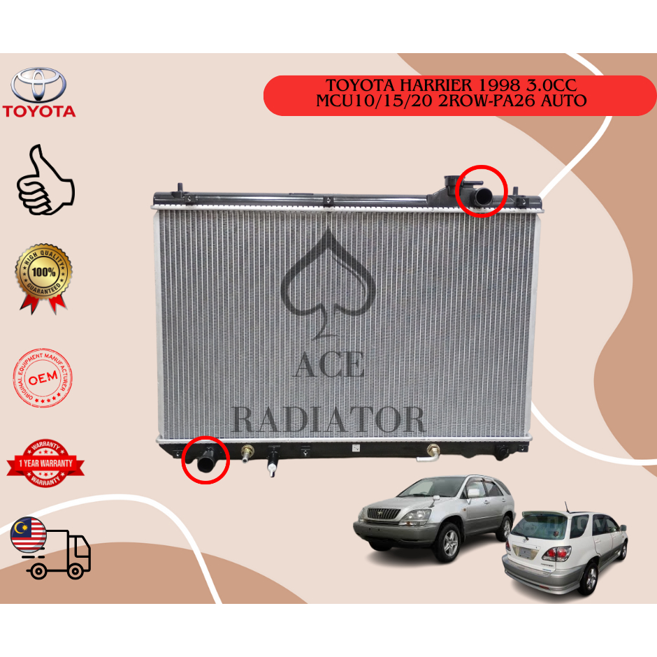 TOYOTA HARRIER V6 3.0CC MCU10/15/20/25 AUTO 1998-2003 OEM RADIATOR ASSY ...