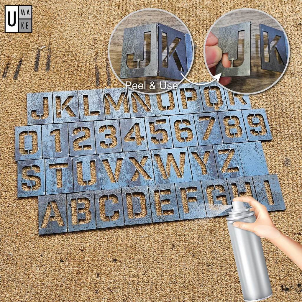 UMAKE Steel Stencil Plate for Spray Paint Wordings, Painting Number