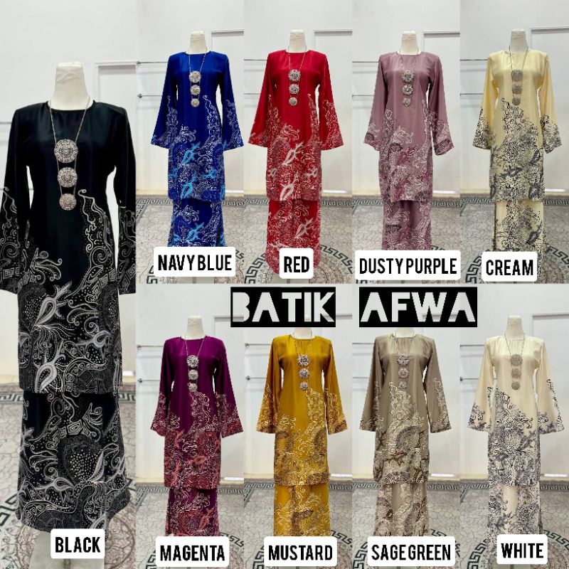 [NEW] BATIK AFWA - Baju Kurung Moden Batik - Batik Malaysia | Shopee ...