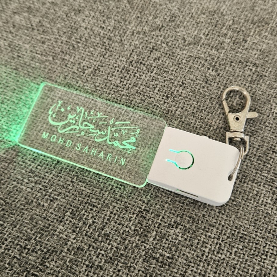 Keychain LED Khat Thuluth Diwani Kufi 7 Color LED Keychain Nama ...