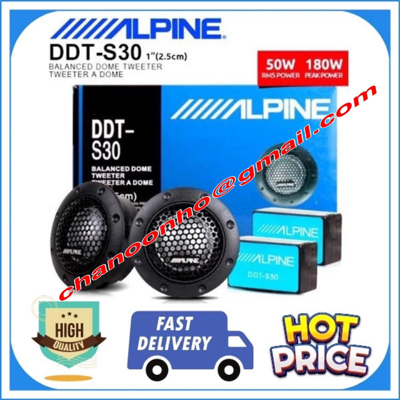ALPINE DDT-S30 180 WATT 1” (2.5CM) ALPINE TWEETER with Crossover (2pcs ...