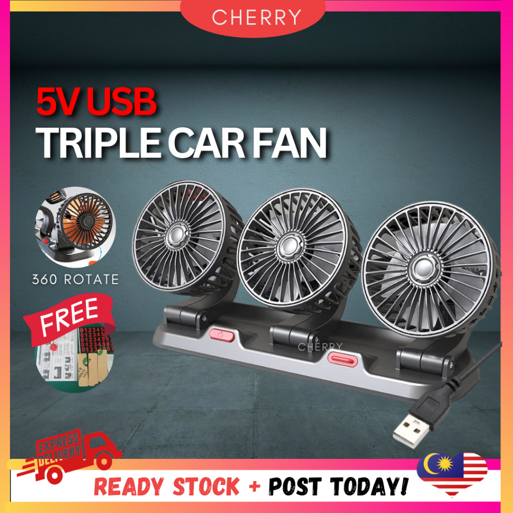 🍒CHERRY🍒 Car Strong Triple Fan 360° Air Conditioning 3X Cooler Desktop ...