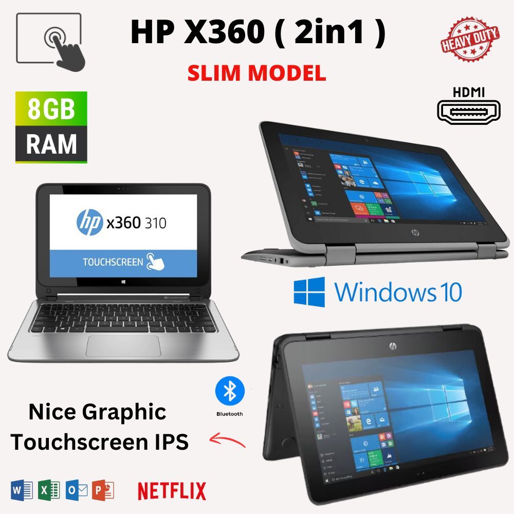 HP X360 TOUCHSCREEN INTEL PENTIUM WINDOW 10 PRO 8GB RAM 128GB SSD SLIM ...