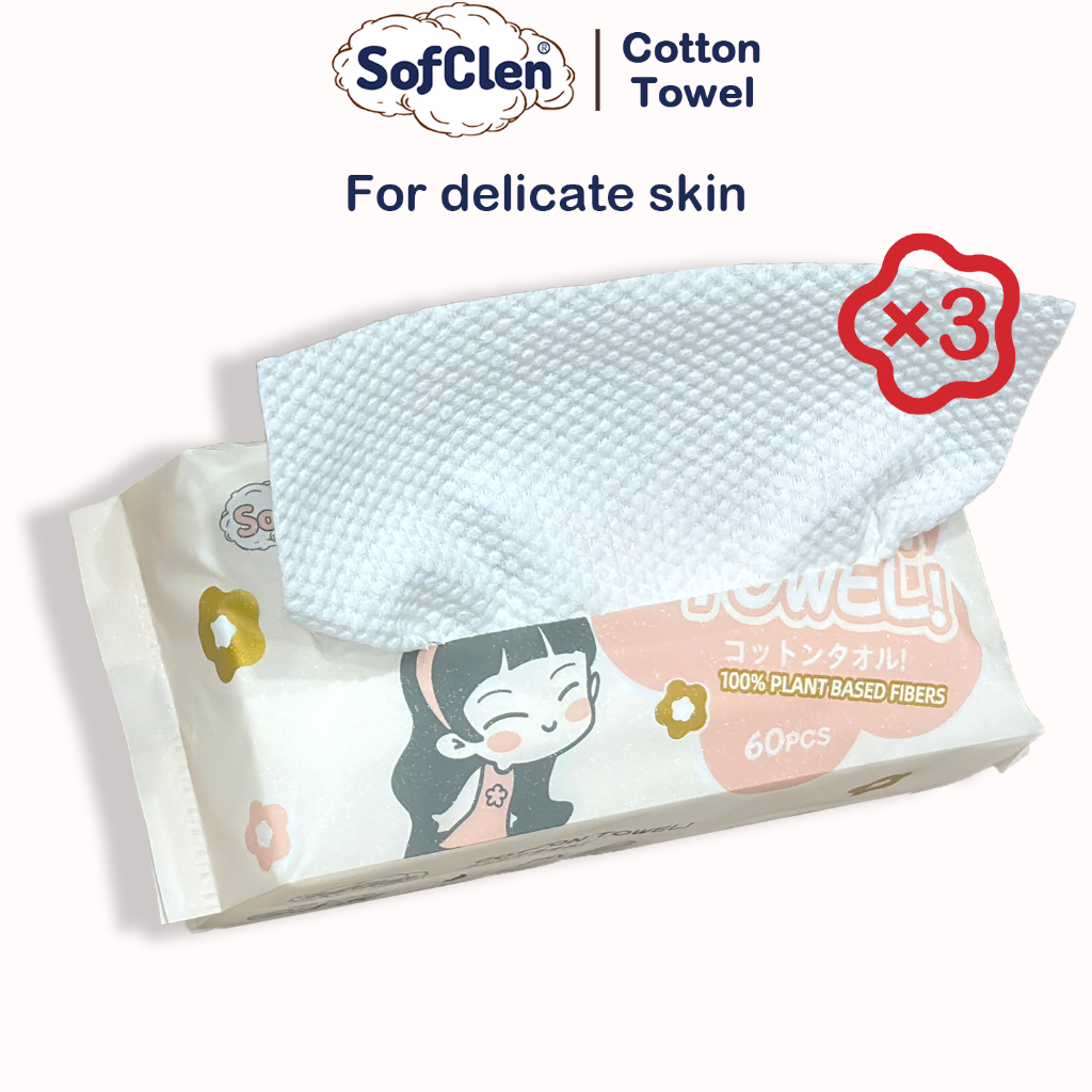 SofClen Premium Cotton Towel Disposable Facial Tissue Cleanser ...