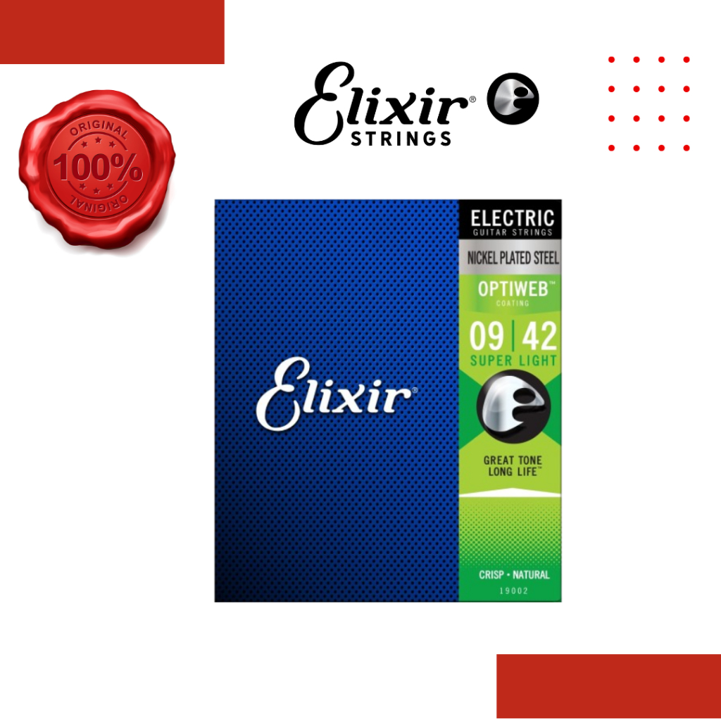 Elixir Strings 19002 Optiweb Nickel Plated Steel Electric Guitar ...
