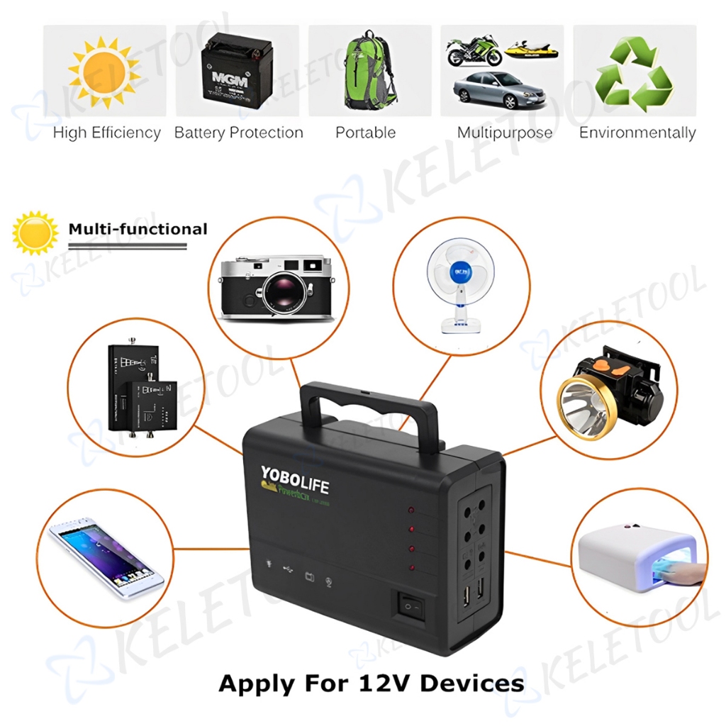 YOBOLIFE Solar Power Lighting System 5000Mah Portable Outdoor Solar ...