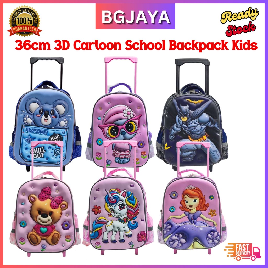 36cm 3D Cartoon School Backpack Kids Waterproof Bagpack Beg Sekolah 14 ...