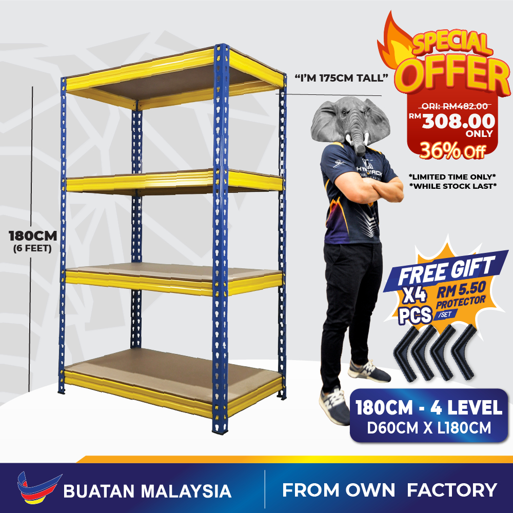 🐘[FREE SHIPPING] HYPERACK™️ Boltless Rack 4 Levels Rak Dapur Shelf ...