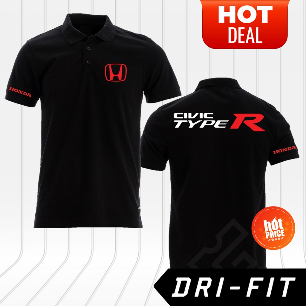 Dri Fit Polo NEW Honda Civic Type R Logo Collar T-Shirt Tee 100% ...