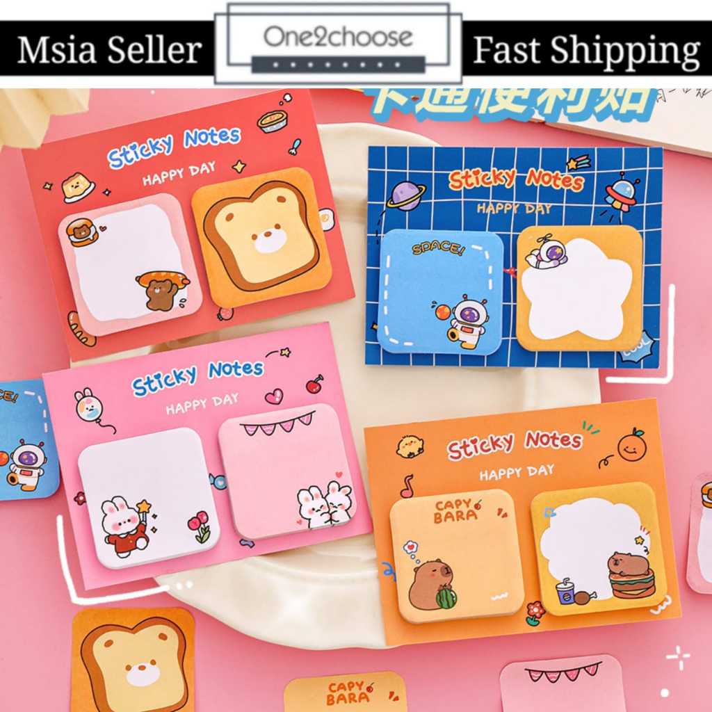 60 sheets Cute Cartoon Sticky Note Memo Pad Bookmarks | Shopee Malaysia