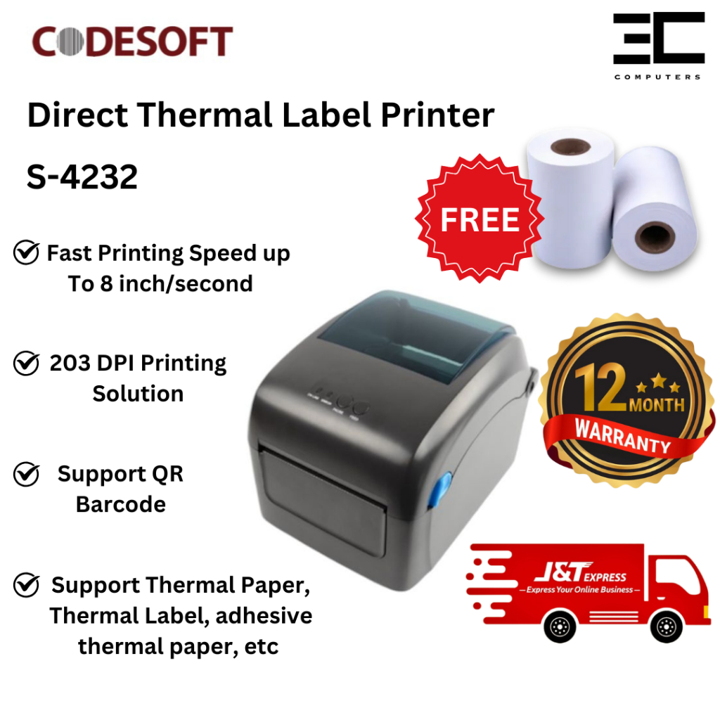 [S-4232D] A6 Thermal Printer Shipping Label Printer Air WayBill Barcode ...