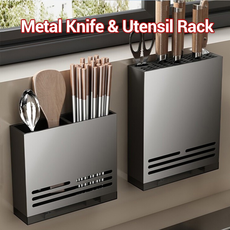 Kitchen Knife Holder Utensil Rack Storage Rack Kitchen Organizer Gray ...